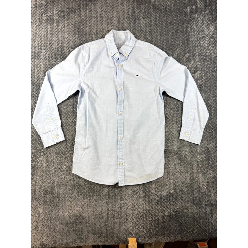 Vineyard Vines Shirt Boys S 8-10 Blue Long Sleeve Travel Classic Button Down